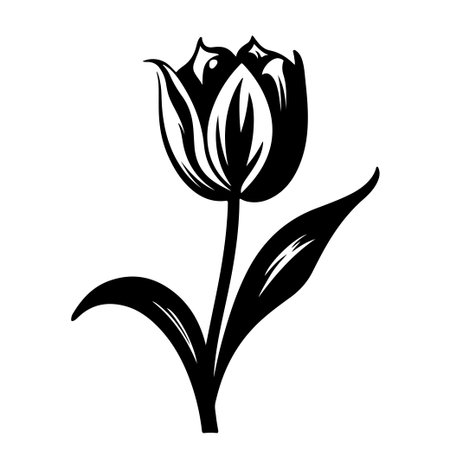 This elegant black and white illustration of a tulip showcases the beauty of nature in a minimalist style, perfect for various artistic projects.のイラスト素材