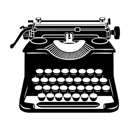 This vintage typewriter graphic features a classic design, perfect for creative projects, artistic expressions, and retro-inspired themes.のイラスト素材