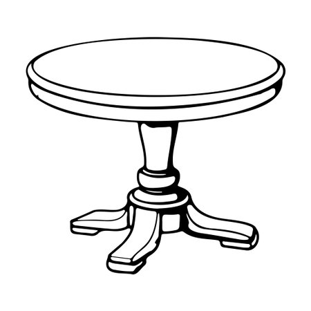 This round table features an elegant leg design, offering a versatile piece perfect for dining or workspace settings. Its simplicity enhances any room.のイラスト素材