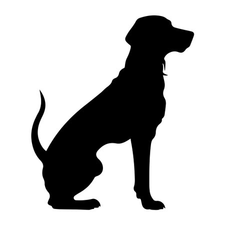 This stunning black silhouette of a dog sitting gracefully serves as a versatile design element for artistic and branding needs. It evokes companionship and loyalty.のイラスト素材
