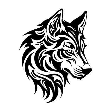Captivating wolf illustration featuring intricate designs and a striking profile, perfect for creative projects, nature themes, and artistic endeavors.のイラスト素材