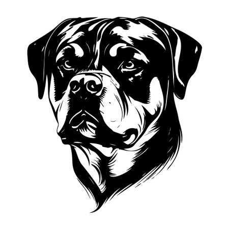 This stunning black and white illustration showcases the head of a dog, emphasizing strength and loyalty in every line and detail.のイラスト素材