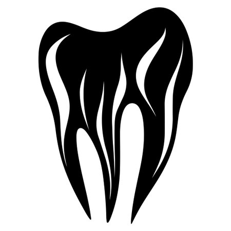 This striking black and white illustration features a stylized tooth design, perfect for dental health themes, presentations, and educational materials.のイラスト素材