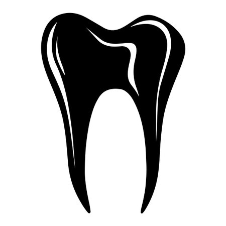 This black and white illustration features a glossy tooth, ideal for conveying concepts of dental health and oral hygiene in various projects.のイラスト素材