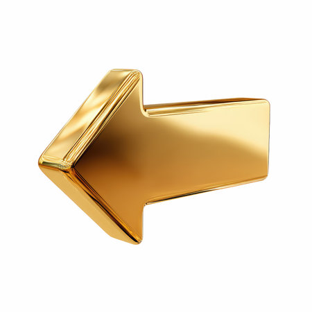 This image features a solid gold arrow cursor with a reflective surface, perfect for modern digital...