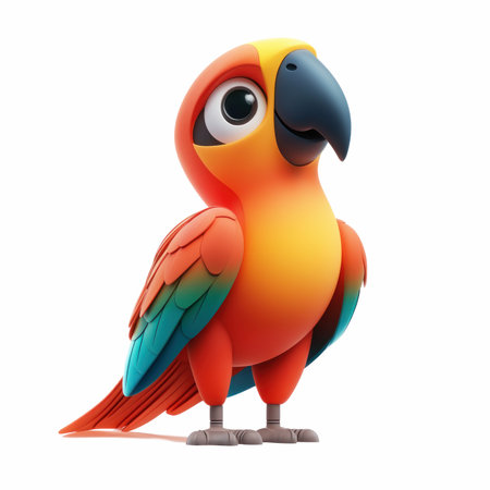 Parrot on a white background. 3d rendering, illustration.の写真素材