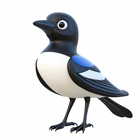 Cartoon crow isolated on white background. 3d render. Vector illustration.の写真素材