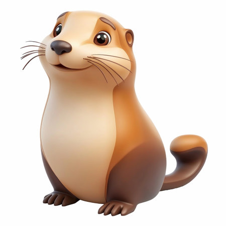 Cute beaver cartoon character. Isolated on white background.の写真素材