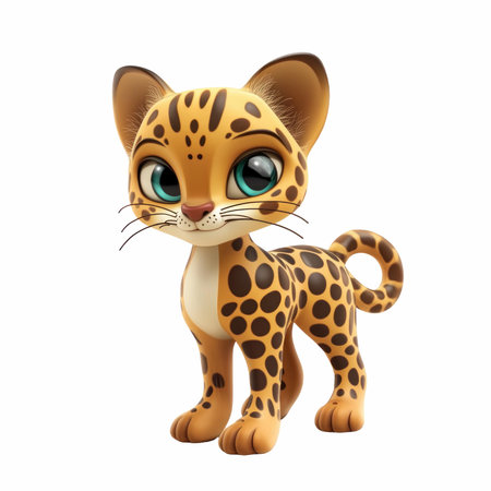 3d rendered illustration of leopard cartoon character isolated on white backgroundの写真素材