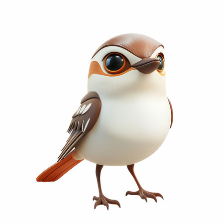 3d rendering of a cute little bird isolated on white background.の写真素材