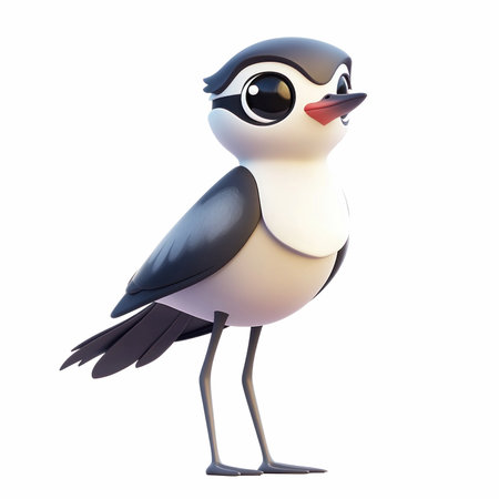 cute seagull isolated on white background. 3d illustrationの写真素材