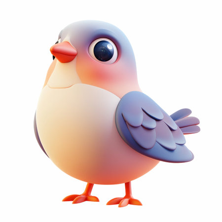 3d illustration of a cute little bird isolated on white background.の写真素材