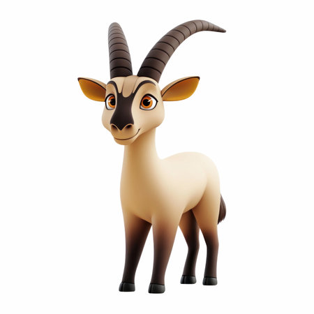 3d rendered illustration of goat cartoon character isolated on white backgroundの写真素材