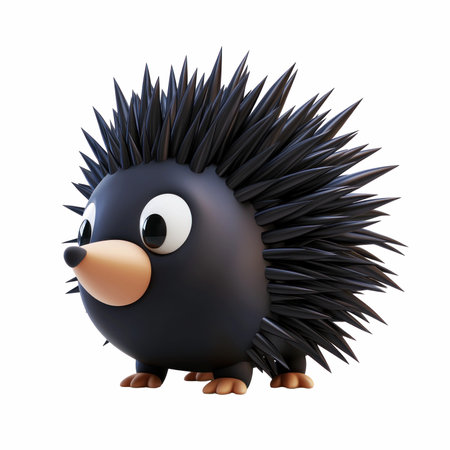 3d rendered illustration of a cute hedgehog cartoon character isolated on white backgroundの写真素材