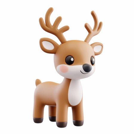 Cute cartoon reindeer isolated on white background. Vector illustration.の写真素材