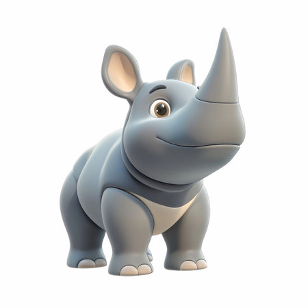 Cute cartoon rhinoceros isolated on white background. 3d renderingの写真素材