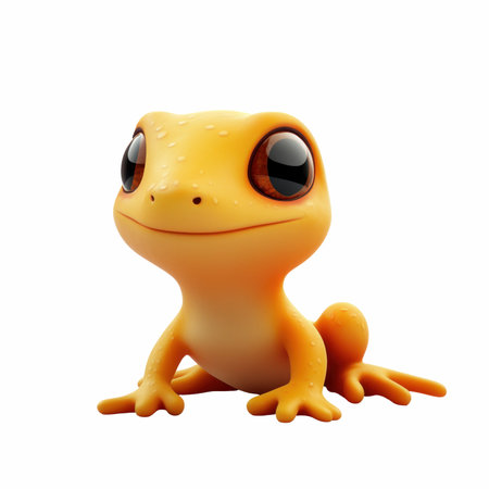 Cute yellow frog isolated on white background. 3d rendering.
