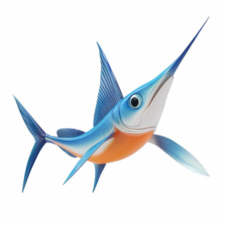 Blue marlin fish isolated on white background. 3d rendering.の写真素材