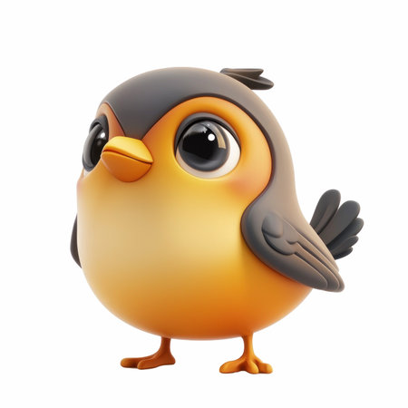 3d rendering of a cute little bird isolated on white background.の写真素材