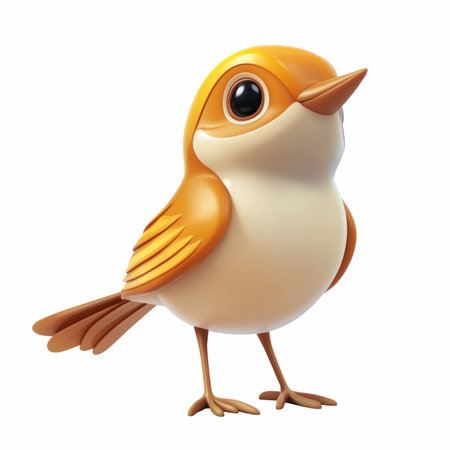 Cute bird isolated on white background. 3d render illustration.の写真素材