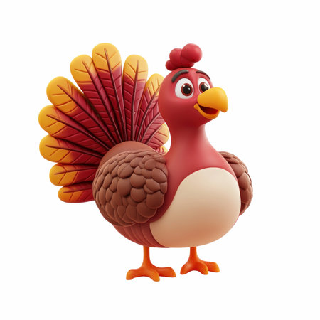 3d rendered illustration of a turkey character isolated on white background.の写真素材