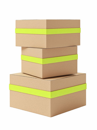 Cardboard boxes isolated on a white background. 3d render.