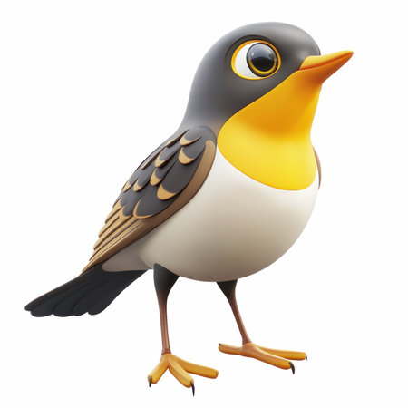 3d render of a robin bird isolated on white background.の写真素材