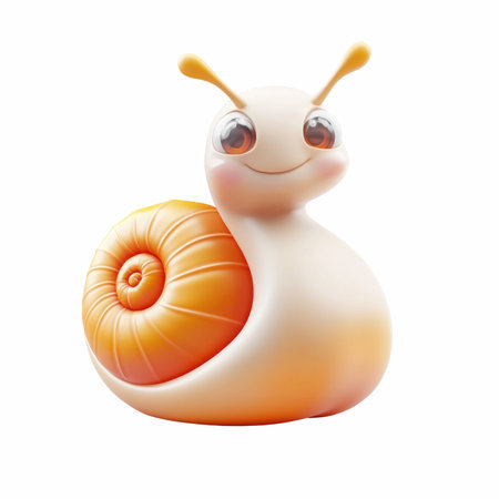 Cute cartoon snail isolated on a white background. Vector illustration.の写真素材