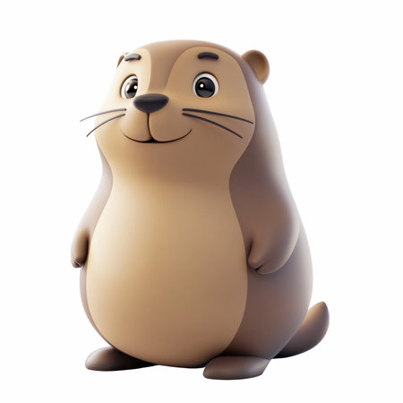3D Render of a Cute Groundhog with a white backgroundの写真素材