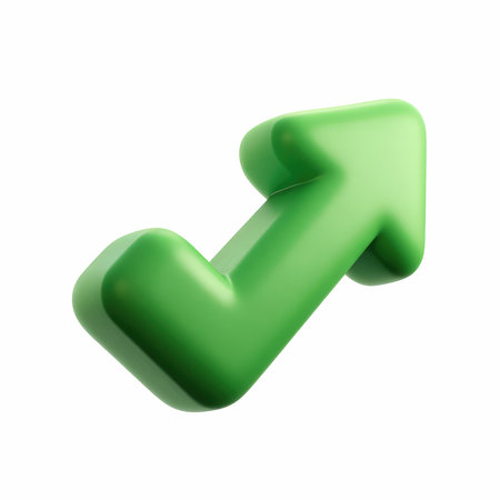 This vibrant green arrow features a unique design, pointing upward to symbolize growth and success. Perfect for modern graphics.の写真素材