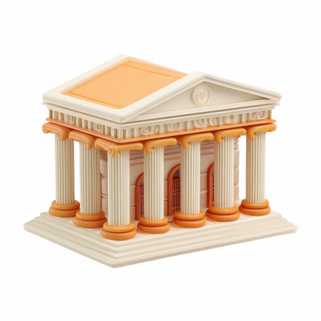 Ancient Greek Temple Isolated on White Background. 3d Renderingの写真素材