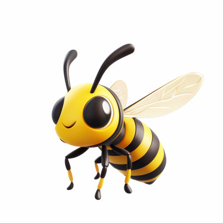 Bee isolated on white background. Vector illustration. Eps 10. Cartoon style.の写真素材