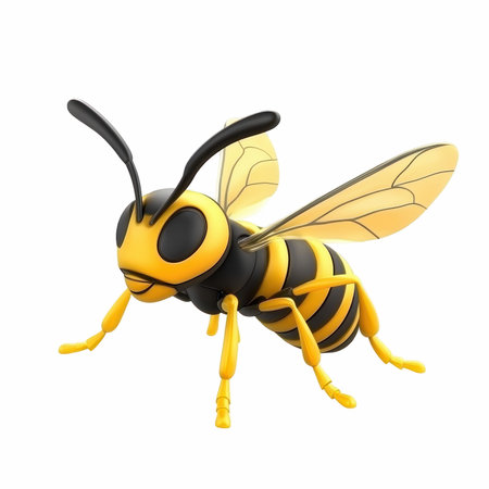 3d render of a bee isolated on white background, clipping path includedの写真素材