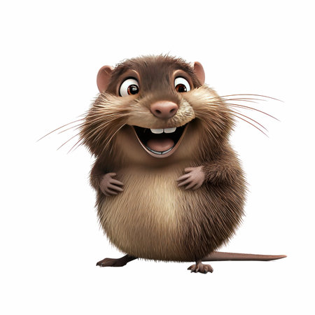 3D digital render of a cute rodent isolated on white backgroundの写真素材