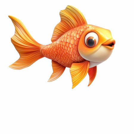 Cartoon goldfish isolated on a white background, clipping path includedの写真素材