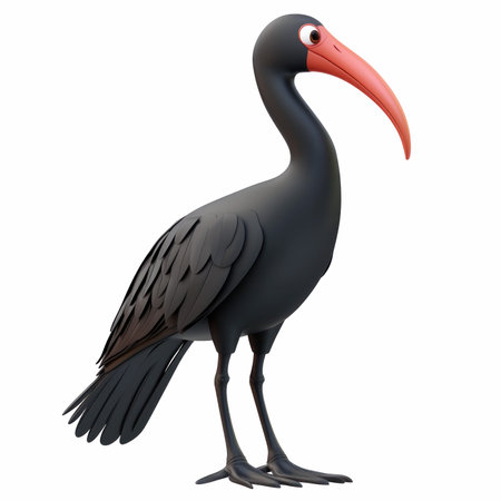 Black ibis isolated on white background. 3d render illustration.の写真素材
