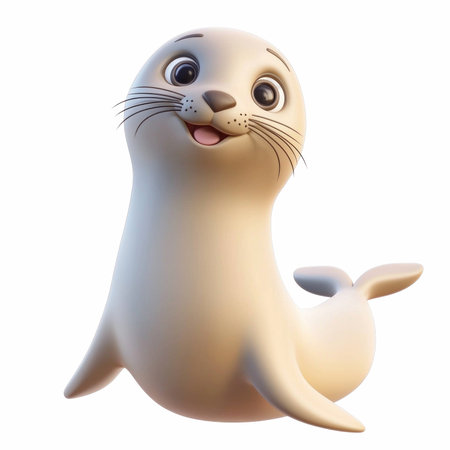 3d rendered illustration of a seal cartoon character isolated on white backgroundの写真素材
