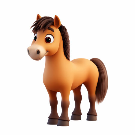 3d rendered illustration of horse cartoon character isolated on white background.の写真素材