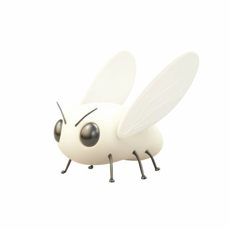 Cartoon white fly isolated on white background. 3d rendering.の写真素材