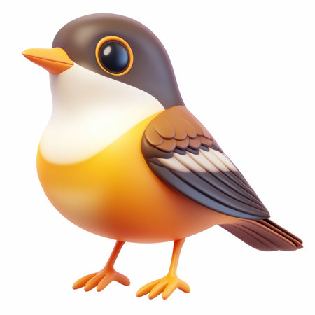 Cartoon bird isolated on white background with clipping path. Bird character.の写真素材