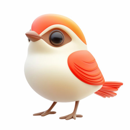 Cute cartoon bird isolated on white background. 3d rendering.の写真素材