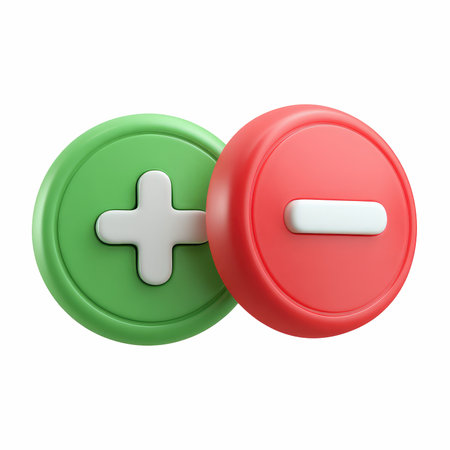 Plus and minus buttons. 3d illustration isolated on white background.の写真素材