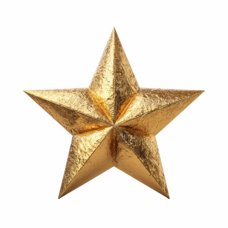 This stunning golden star features a metallic texture, perfect for artistic projects, design works, and creative visuals. Ideal for various applications.の写真素材