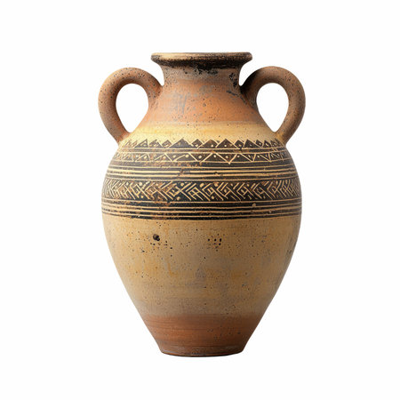Ancient amphora isolated on white background. Clipping path included.の写真素材