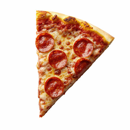 Slice of pizza isolated on white background, clipping path included.の写真素材