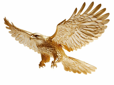 3d rendering of a golden eagle isolated on white background with clipping pathの写真素材