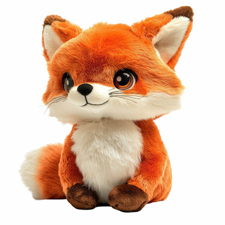 Cute fox toy isolated on white background. 3D illustration.の写真素材