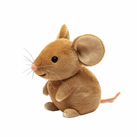 Cute little brown mouse isolated on white background with clipping path.の写真素材