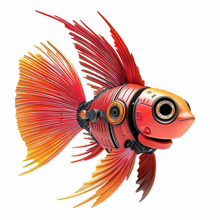 3d render of red goldfish isolated on white background.の写真素材