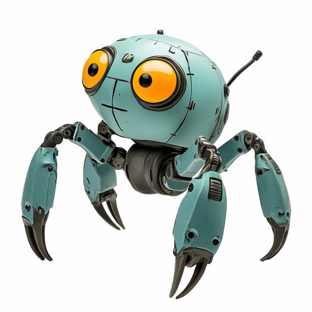 3d rendering of an old robot toy isolated on white background.